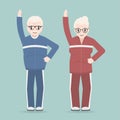 Elderly couple exercise icon, Health care for elderly concept