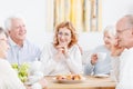 Elderly couple with friendly neighbors