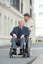 Elderly couple going for stroll Royalty Free Stock Photo