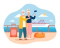 Elderly couple is going to sea cruise by ferry Royalty Free Stock Photo