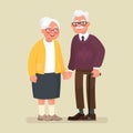 Elderly couple holding hands. Vector illustration Royalty Free Stock Photo
