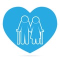 Elderly couple with love icon illustration