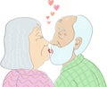 Elderly couple in love kissing Royalty Free Stock Photo