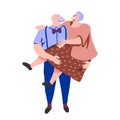 Elderly couple in love, a man holding a woman in his arms Royalty Free Stock Photo