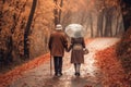 Elderly Couple in Love Walking Along the Autumn Street extreme closeup. Generative AI