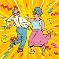 elderly couple old man and old lady dancing. pensioners rest. life style. music and art