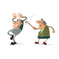 Elderly couple quarrel