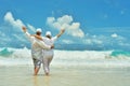 Elderly couple rest at tropical resort Royalty Free Stock Photo