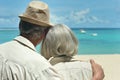 Elderly couple rest at tropical resort Royalty Free Stock Photo