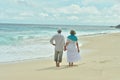 Elderly couple rest at tropical resort Royalty Free Stock Photo