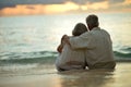 Elderly couple rest at tropical resort Royalty Free Stock Photo