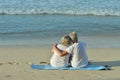 Elderly couple rest at tropical resort Royalty Free Stock Photo