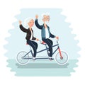 Elderly couple riding a bicycle