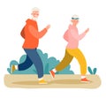 Elderly couple running together