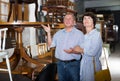 Elderly couple is shopping in the antique store Royalty Free Stock Photo