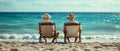 Elderly Couple Soak Up The Sun On A Tranquil Beach Getaway