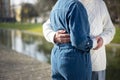 Elderly couple spending time together in park Royalty Free Stock Photo