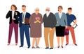 Elderly couple surrounded by family vector illustration