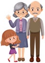 Elderly couple with their niece cartoon character