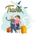Elderly couple travelers vector