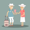 An Elderly Couple Travels Royalty Free Stock Photo