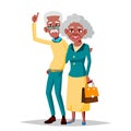 Elderly Couple Vector. Grandfather And Grandmother. Black, Afro American. Situations. Old Senior People. Isolated Flat