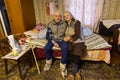 Elderly couple Veps - small Finno-Ugric peoples living on the territory of Leningrad region in Russia Royalty Free Stock Photo