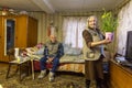 Elderly couple Veps - small Finno-Ugric peoples living on the territory of Leningrad region in Russia.
