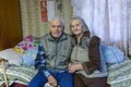 Elderly couple Veps - small Finno-Ugric peoples living on the territory of Leningrad region in Russia. Royalty Free Stock Photo