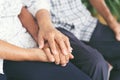 Elderly couples are holding hands, Concept of take care together