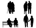 Elderly couples silhouettes