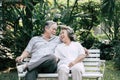 Elderly couples talking together Royalty Free Stock Photo