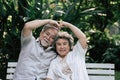 Elderly couples talking together Royalty Free Stock Photo