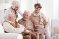 Elderly couples using technology Royalty Free Stock Photo