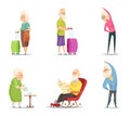 Elderly couples in various action poses