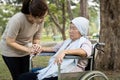 Elderly with depressive symptoms need close care,female caregiver is care,supporting,Alzheimer patient,depressed asian senior Royalty Free Stock Photo