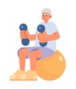 Elderly exercise at home cartoon flat illustration