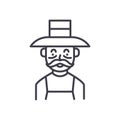 Elderly farmer black icon concept. Elderly farmer flat vector symbol, sign, illustration.