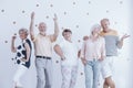 Elderly friends dancing and talking Royalty Free Stock Photo