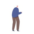 Elderly Gentleman Seen From Behind. Characters Gray Hair And A Slightly Hunched Posture Suggest Wisdom