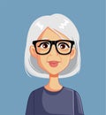 Senior Woman Vector Cartoon Portrait