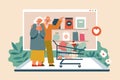 Elderly go grocery shopping online Royalty Free Stock Photo