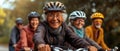 Elderly Group With Cheerful Smiles Donning Cycling Helmets For A Joyful Ride