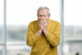 Elderly guy having severe infection. Royalty Free Stock Photo