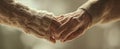 The elderly hands embracing warmth and connection through love and tenderness. AI generated image Royalty Free Stock Photo