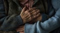 The elderly hands in warmth.AI generated image Royalty Free Stock Photo