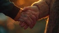 The elderly hands holding.AI generated image Royalty Free Stock Photo
