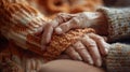The elderly hands holding yarn.AI generated image Royalty Free Stock Photo