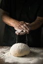 Elderly Hands Kneading Dough for Homemade Bread Royalty Free Stock Photo
