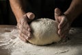 Elderly Hands Kneading Dough for Homemade Bread Royalty Free Stock Photo